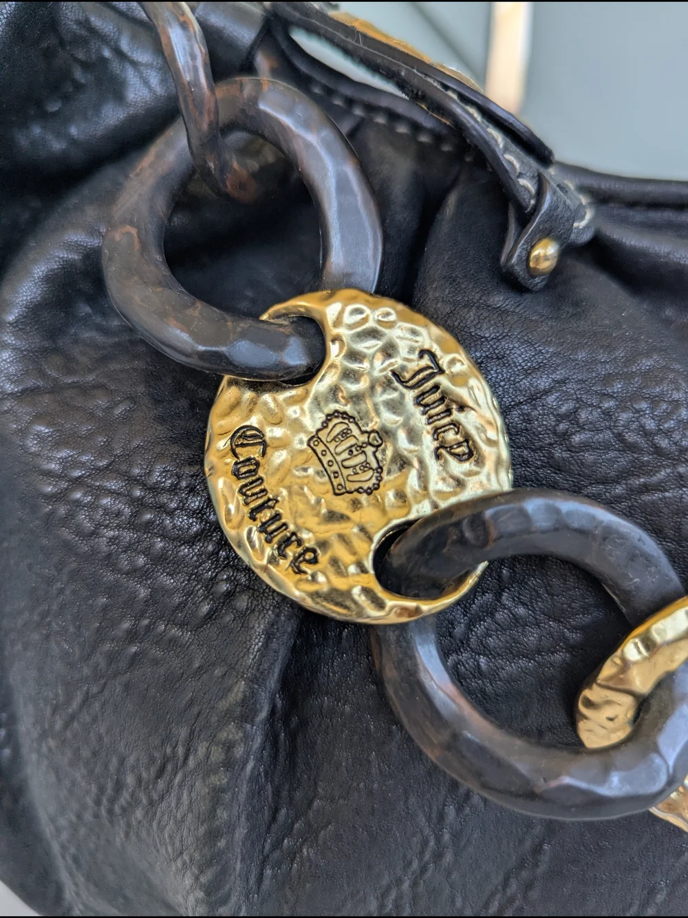 vintage Juicy Couture black leather hobo shoulder bag
